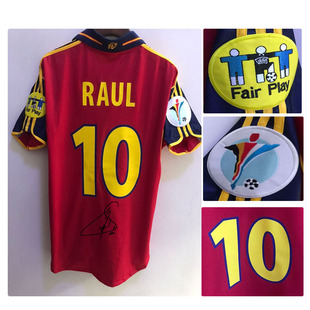 2000西班牙球衣10号劳尔签名球衣4号瓜迪奥拉萨尔加多复古足球服