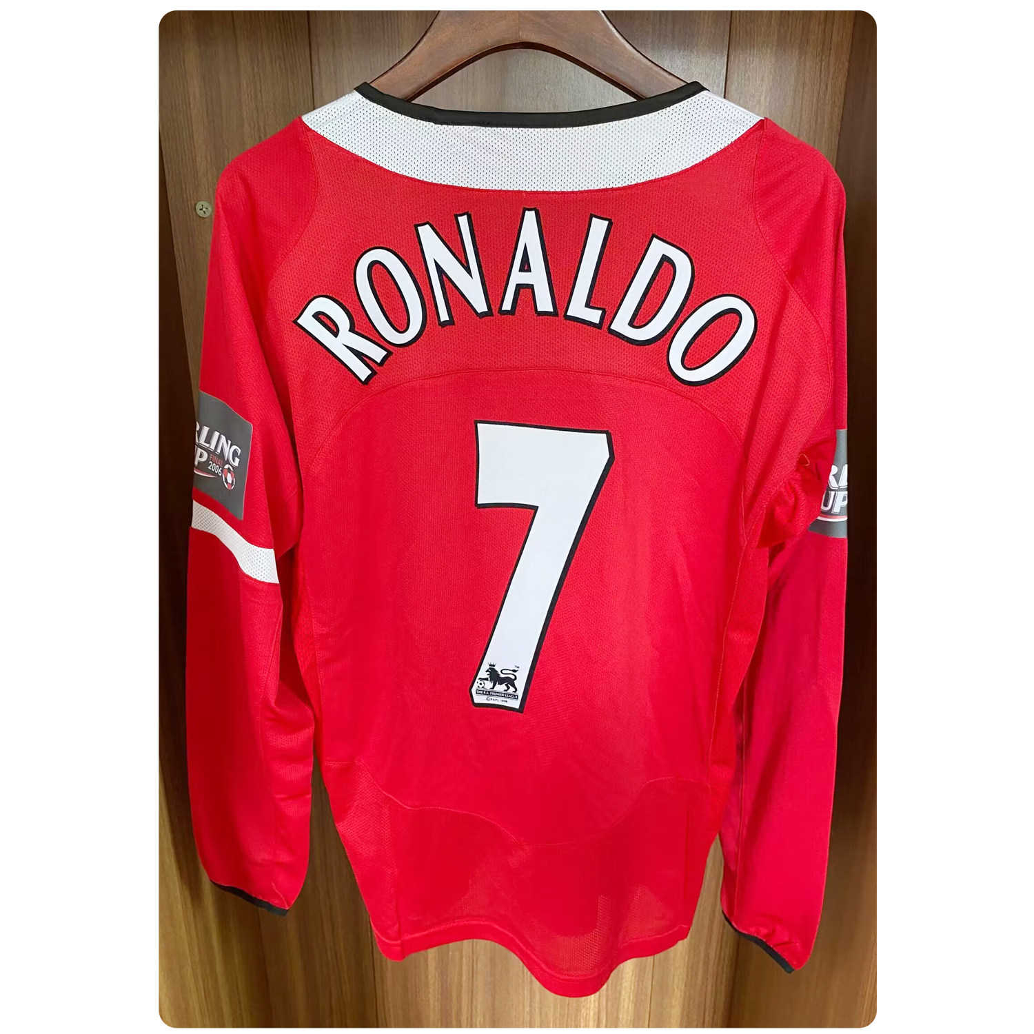 2006联赛杯决赛红魔7号C罗球衣8号鲁尼长袖复古足球服CARLING CUP