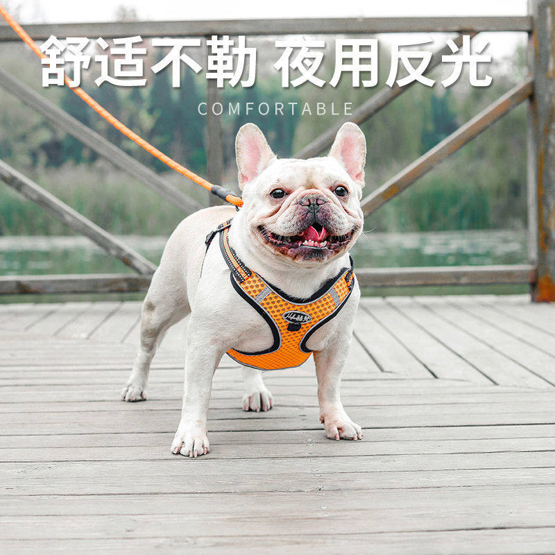 狗狗牵引绳背心式遛狗绳子泰迪法斗柯基中型犬小型犬宠物用胸背h