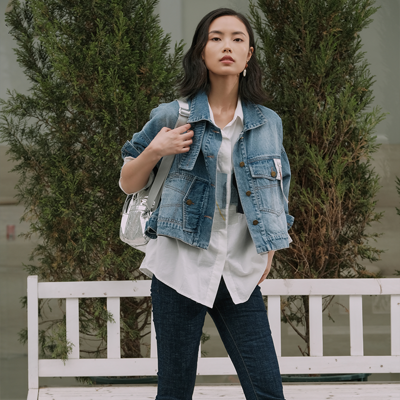 休闲牛仔短外套盈达女装台湾装