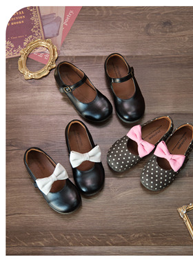 duoremi小香风公主26ss23波点女童软底单鞋女复古百搭平底皮鞋