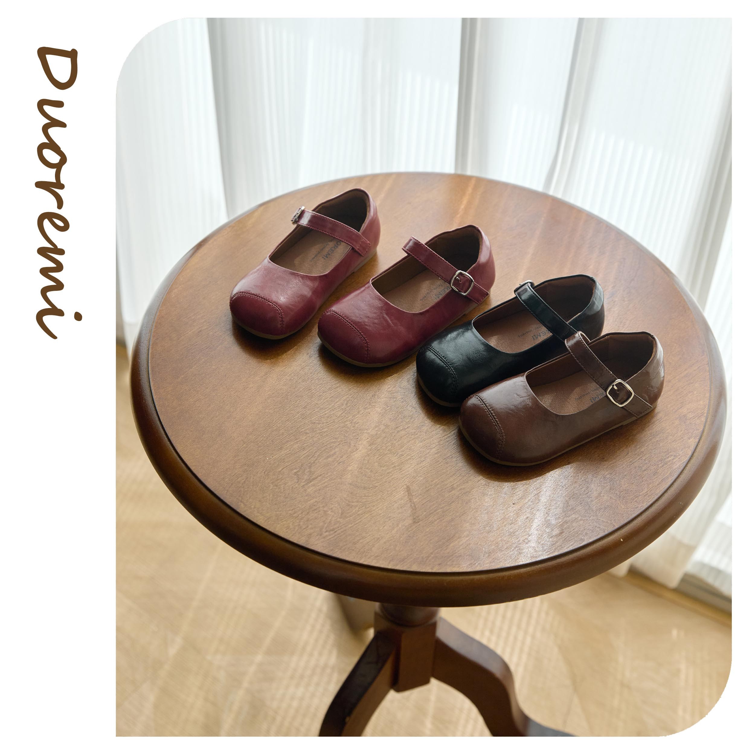 Duoremi真正的广州纯手鞋25aw01儿童鞋女童牛皮红色小皮鞋公主鞋