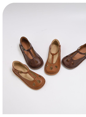 DUOREMI夏季26SS15复古小雨滴车缝线时尚凉鞋鞋子平底镂空