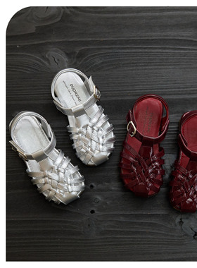 Duoremi儿童凉鞋复古风26SS41浅口女童夏季女时尚魔术贴软底包头