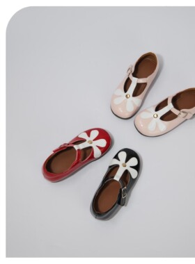 Douremi秋季新款25aw08牛皮圆头花朵薄款单鞋方头时尚休闲凉鞋