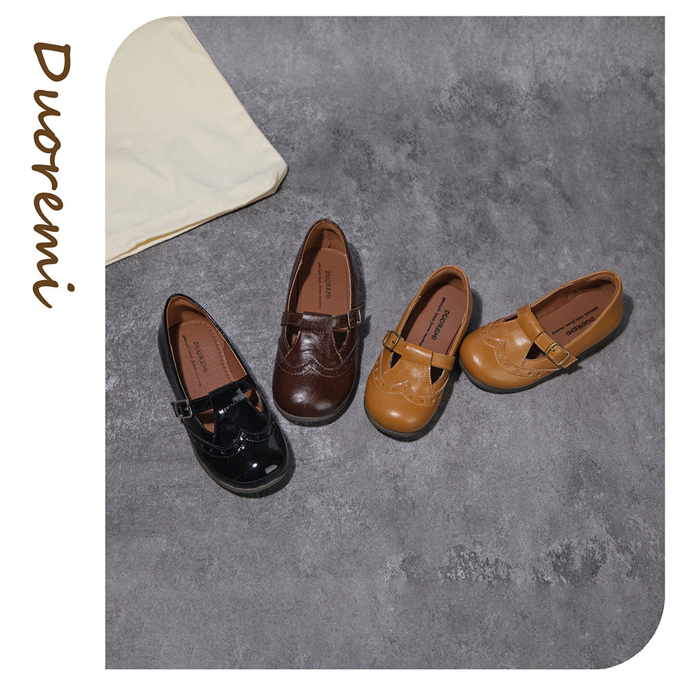 duoremi秋季25aw07女童单鞋纯手工牛皮公主鞋皮鞋软底英伦风图片