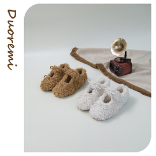 Duoremi公主风25aw31女鞋子学院风棉拖鞋宝宝公主冬季加绒棉鞋