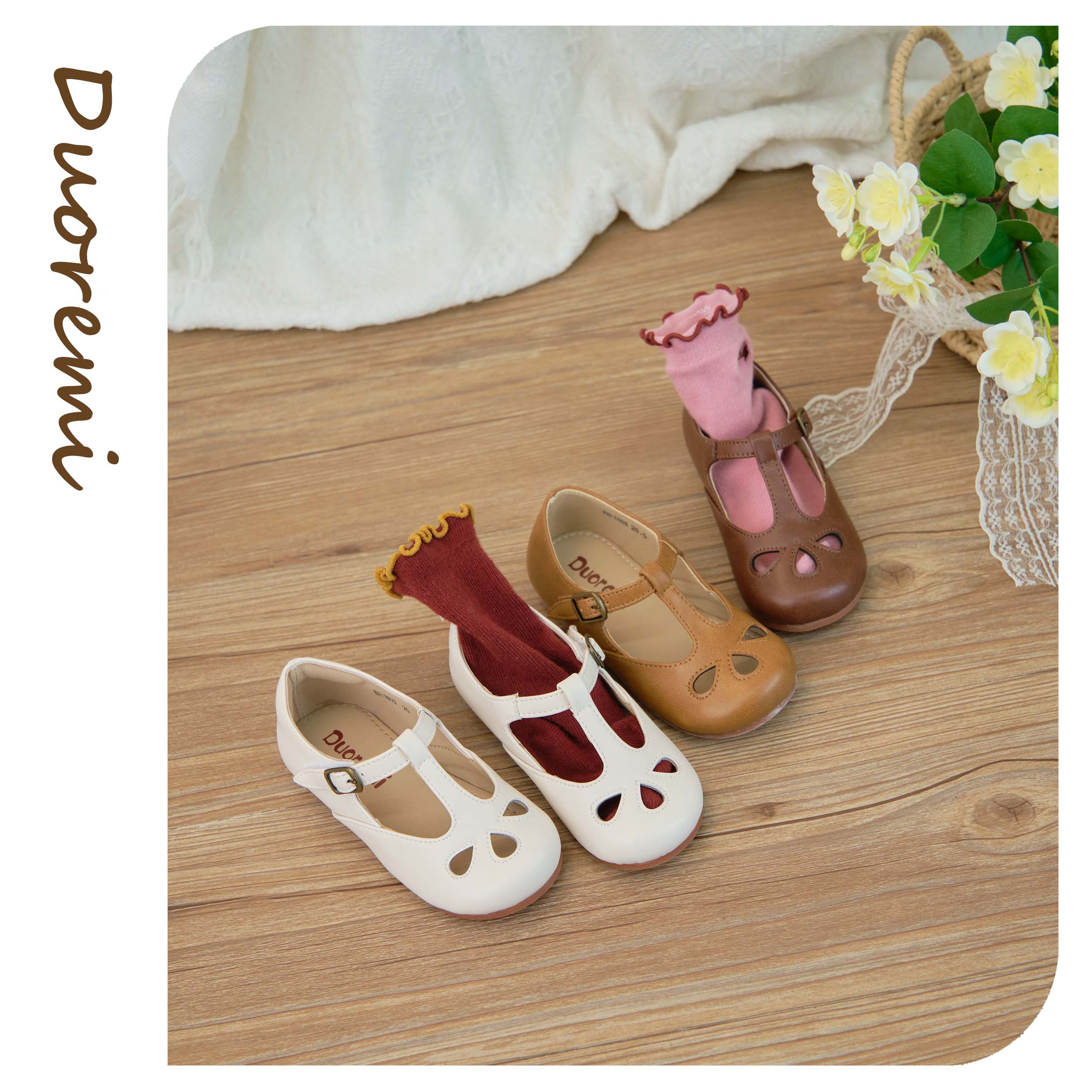 Duoremi小水滴BR1803女童鞋公主小皮鞋学院风休闲时尚豆豆牛津鞋