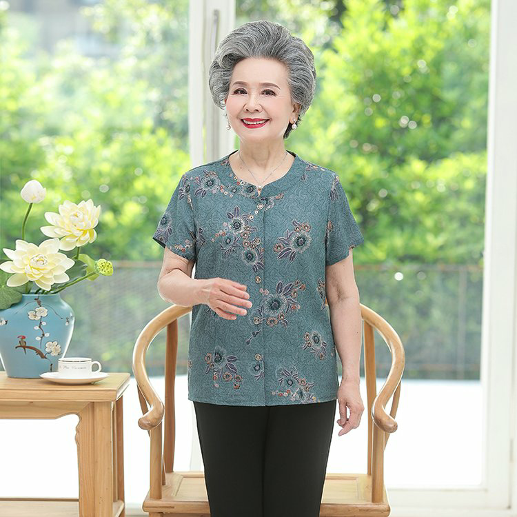 中老年人夏装女奶奶装夏季女装60岁70妈妈短袖衬衫80老人衣服太太