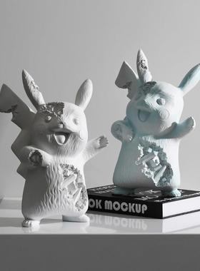 艺术创意设计师款皮卡丘雕塑摆件客厅玄关桌面房间装饰品轻奢礼物