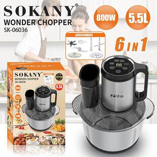 出口SOKANY06036绞肉机急用5.5L不锈钢料理机切菜机搅拌机CHOPPER