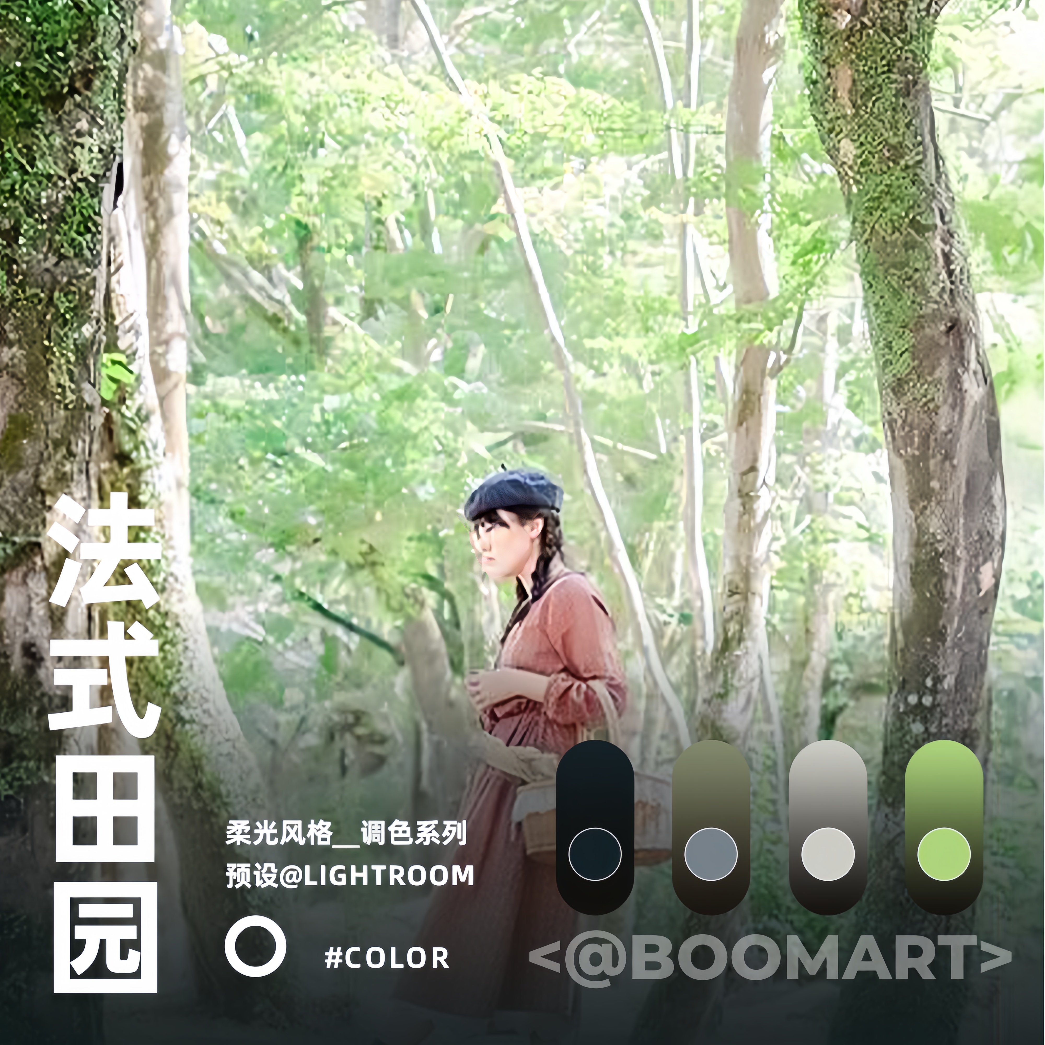 LR预设法式柔光田园油画风光旅拍手机PS滤镜PR达芬奇FCPX调色LUT