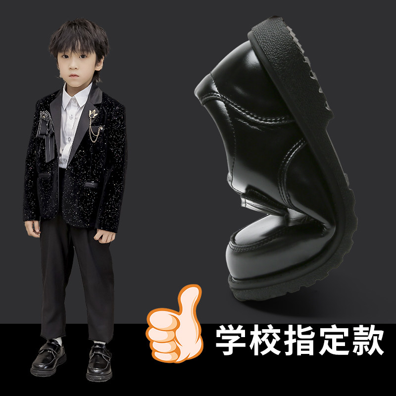 男童皮鞋英伦风黑色儿童演出春秋真皮男孩学生中大童表演鞋子单鞋