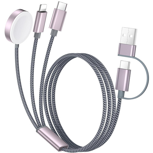 usb+type c二拖三手表iwatch磁吸无线充电器数据线适用苹果iPhone13/14/15/16/17多功能四合一手表无线充电线