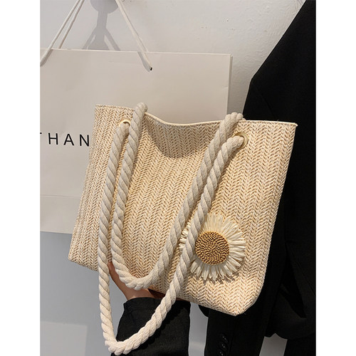 夏季百搭单肩包女抽绳帆布袋