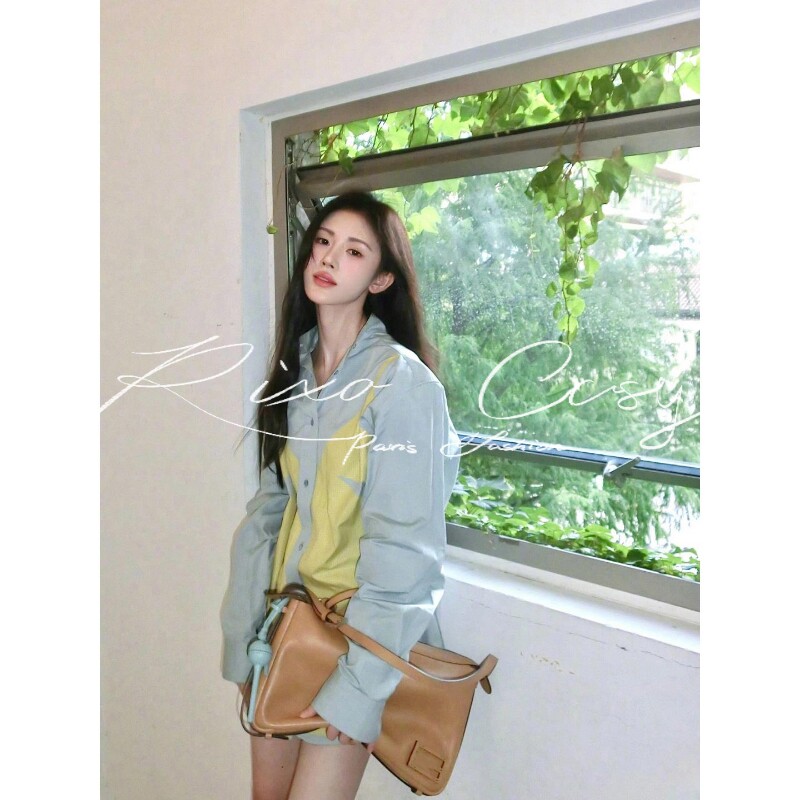 RIXO COSY设计感拼色衬衫女春秋韩系穿搭女装慵懒风宽松衬衣小众