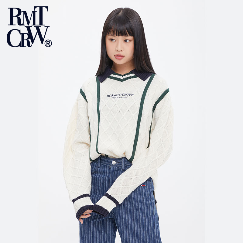 rc翻领华夫格针织开衫