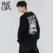 圆领纯色logo标签宽松卫衣韩潮男女同款 新款 春季 RomanticCrown