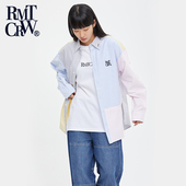 男女同款 衬衫 条纹拼接衬衣个性 RomanticCrown秋季