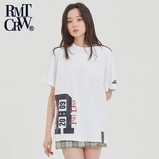 RomanticCrown印花T恤女夏季新款趣味图案个性纯棉短袖宽松