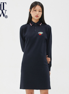 RomanticCrown春季新款潮牌设计翻领POLO连衣裙女中长款百搭显瘦