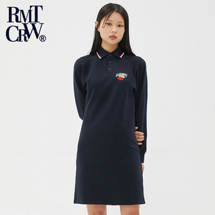 RomanticCrown春季 百搭显瘦 新款 潮牌设计翻领POLO连衣裙女中长款