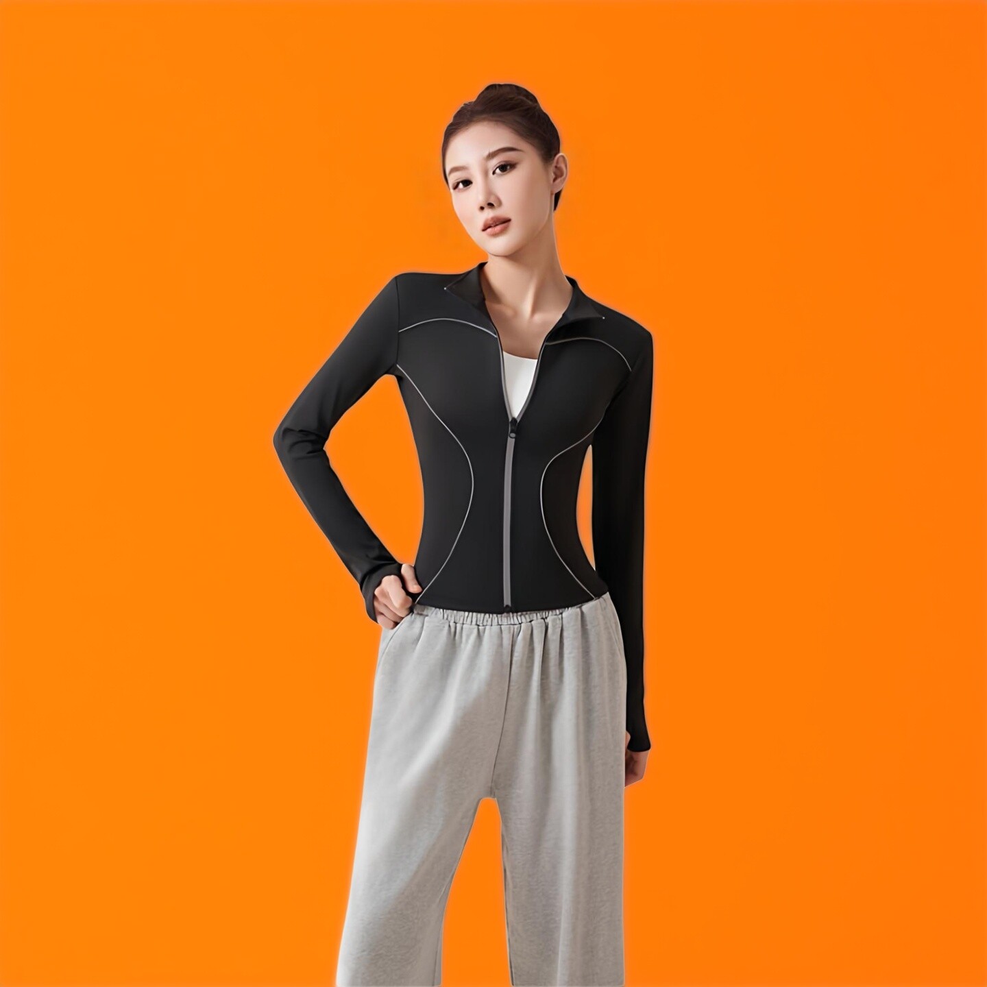 肥小棉品牌舒适夜跑反光运动外套户外休闲跑步立领防风瑜伽外套女