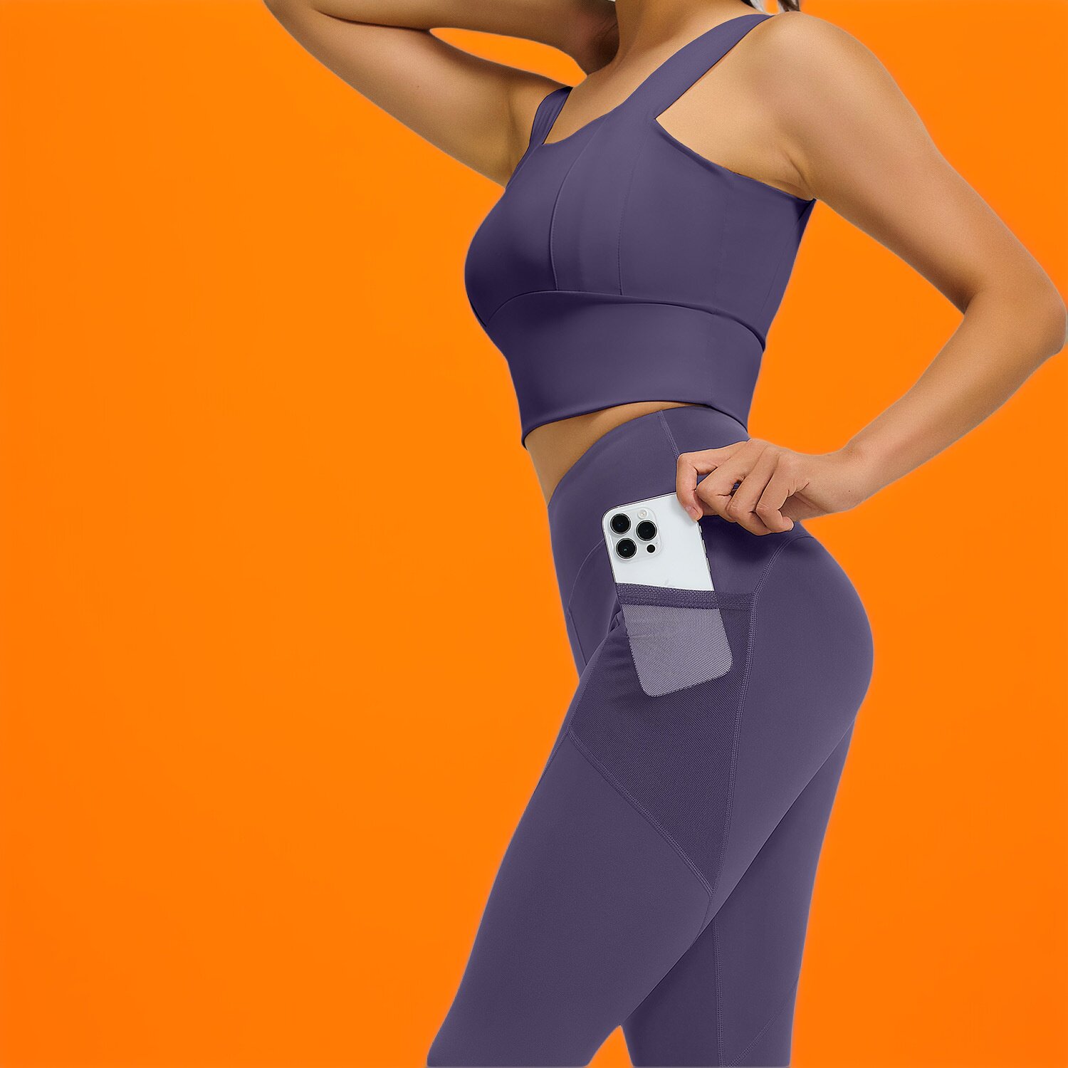 肥小棉欧美风纯色运动套装美背防震聚拢定型高强度瑜伽健身套装女