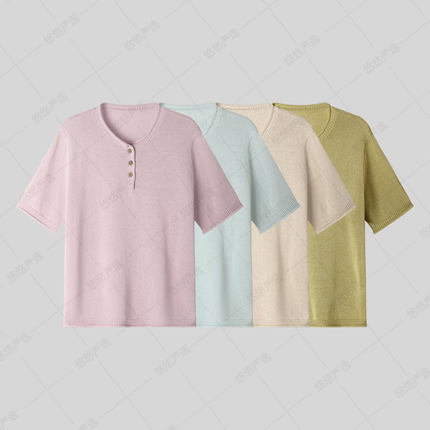 【进口和纸纱】三伏天可穿！和纸纱三粒扣短袖