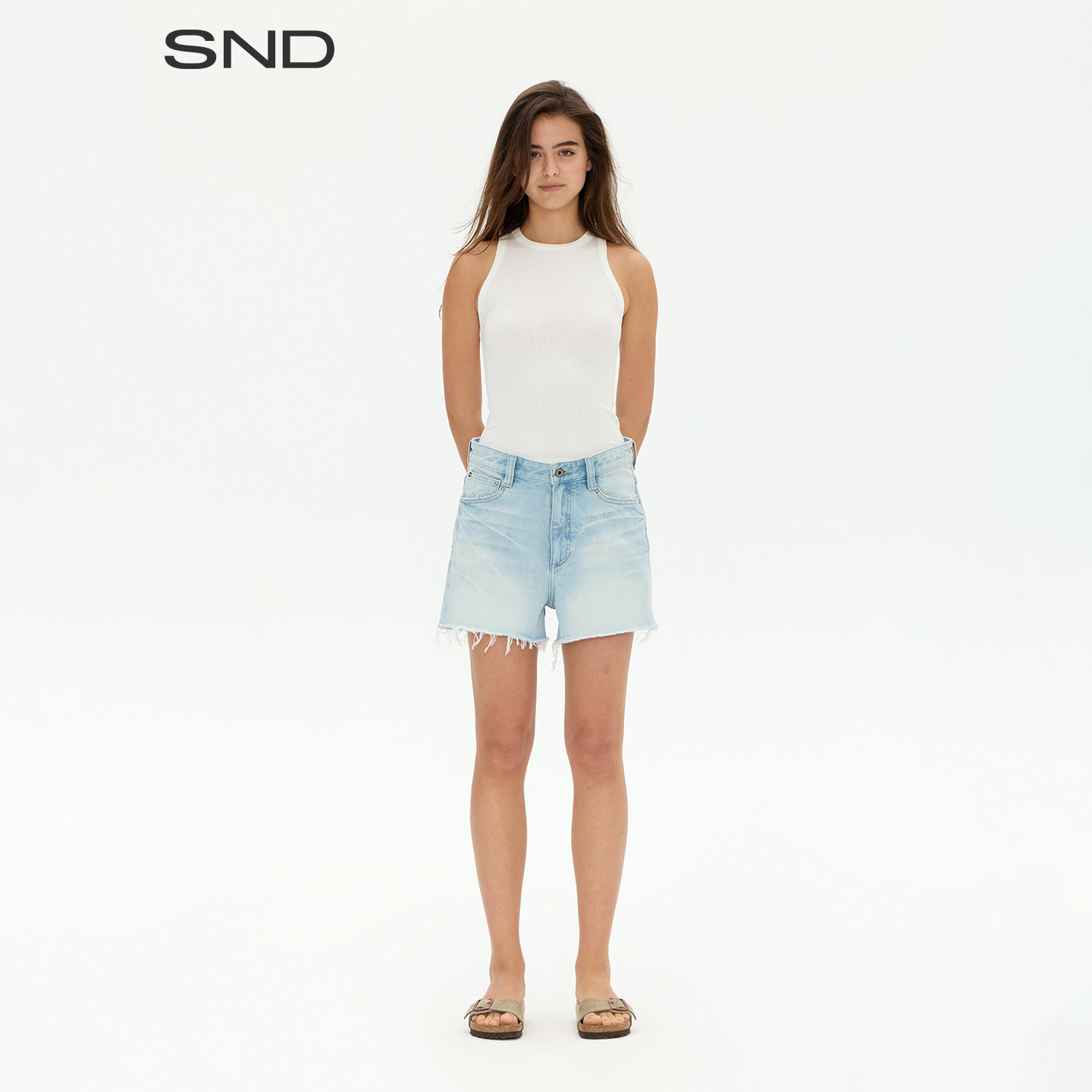 SS26清透夏日蓝园丁牛仔短裤图片