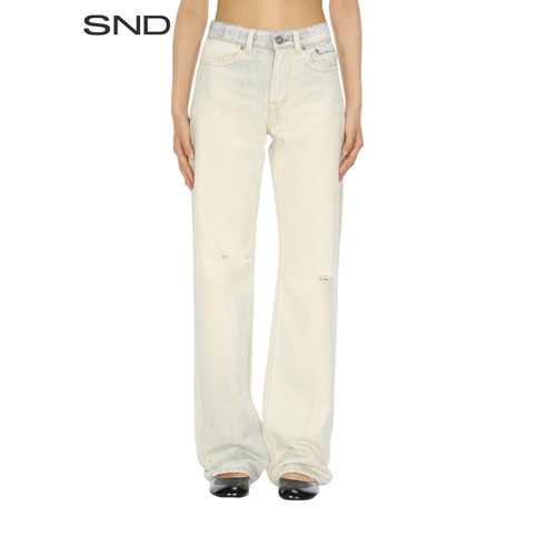 SNDSS26破洞褪色牛仔裤女款