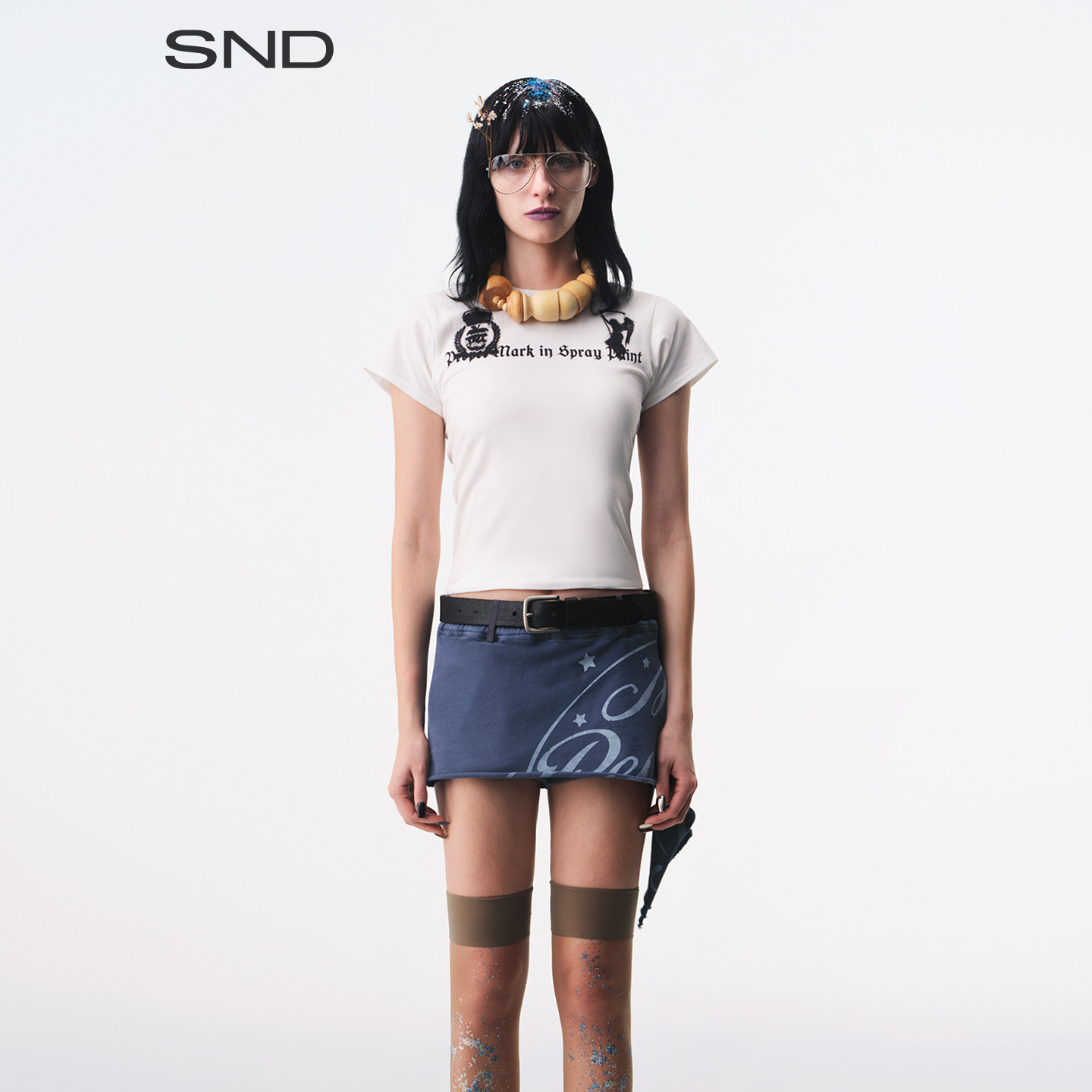 SNDSS26喷绘标语印花修身T恤图片