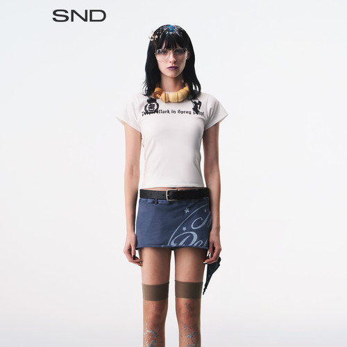 SNDSS26喷绘标语印花修身T恤