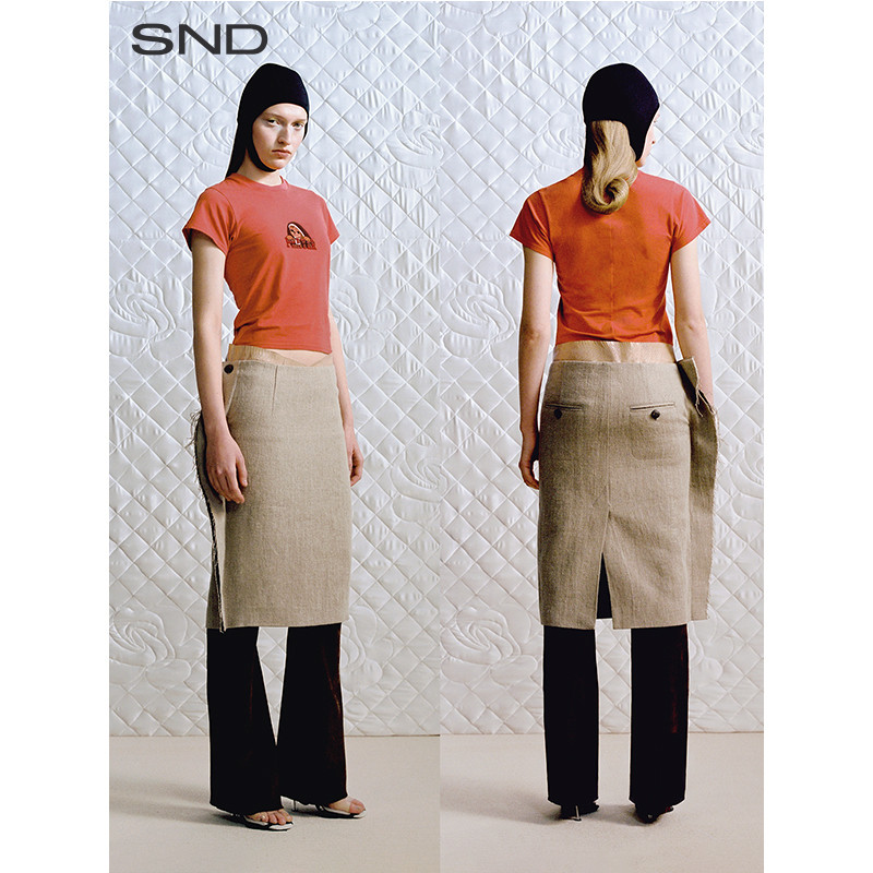 【TRINITE 设计师品牌】SND SS25 复古小狗印花修身短款Tee恤