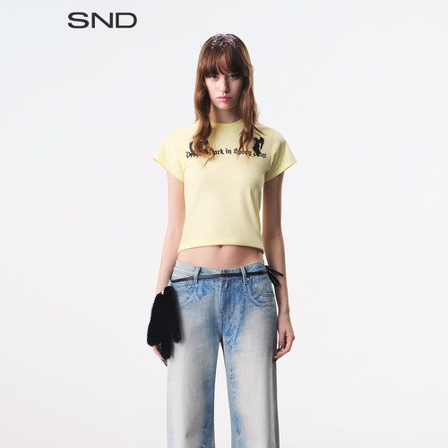 SNDSS26喷绘标语印花修身T恤