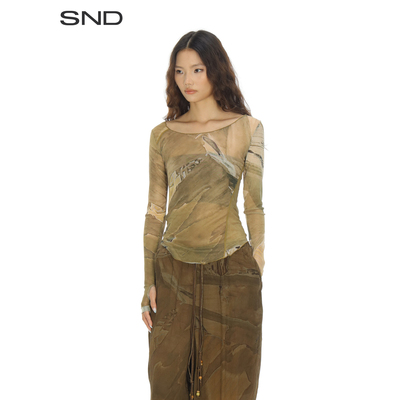 SS26印花网纱打底上衣女款