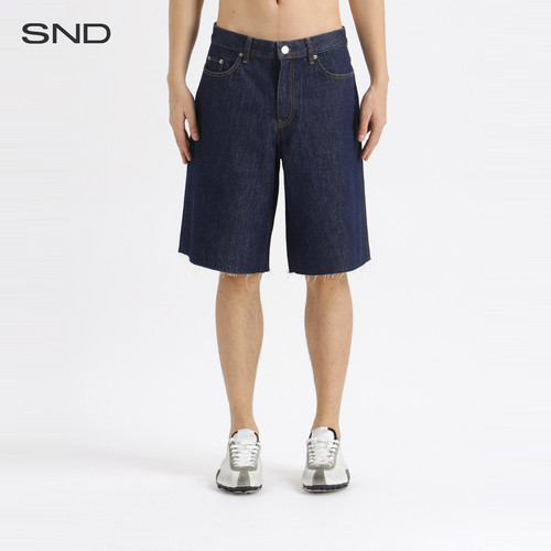 SNDPF26毛边牛仔中裤男款