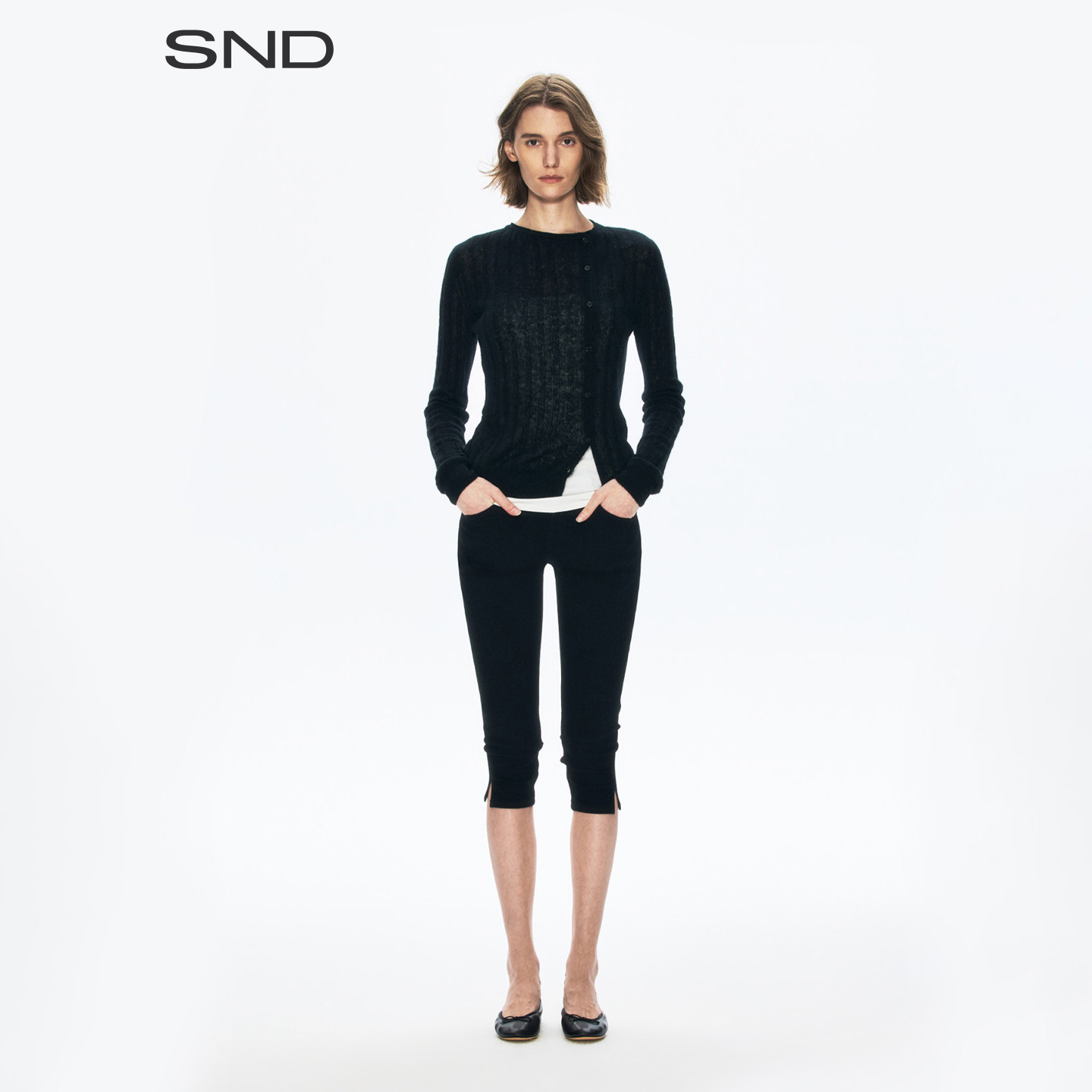 SNDAW26牛仔七分紧身裤图片
