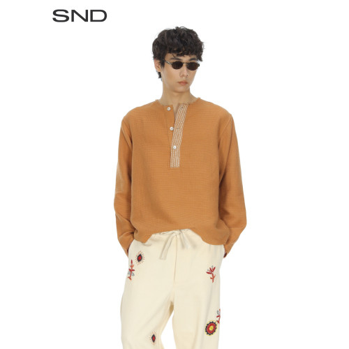 SNDSS26半开领宽松衬衫男款