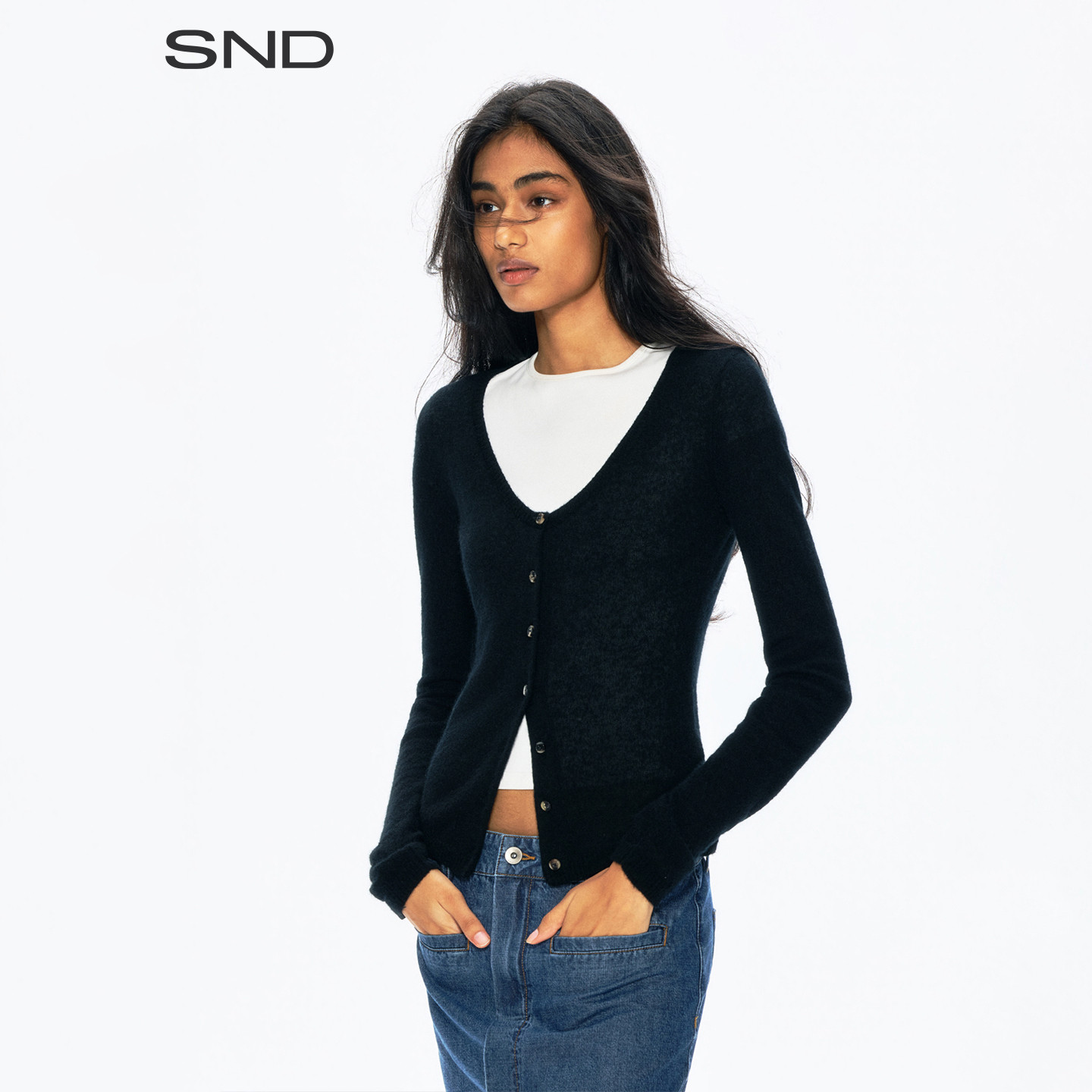 SNDAW26U领收腰开衫图片