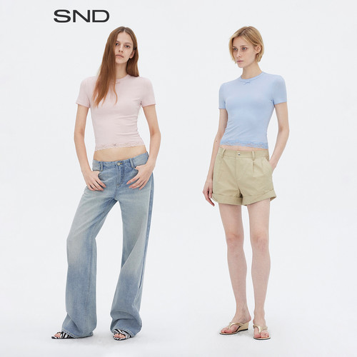 SNDSS26花边下摆正肩短袖
