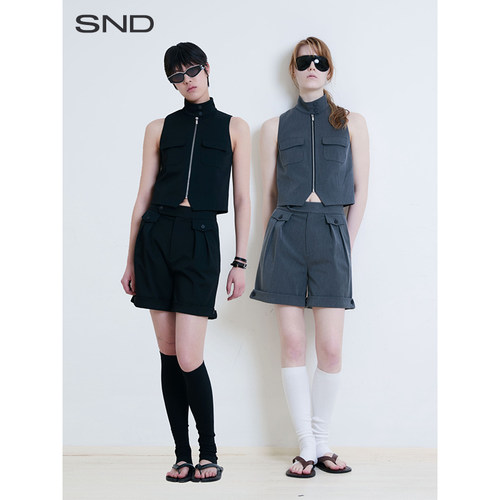 SNDSS25立领口袋拉链马甲女款