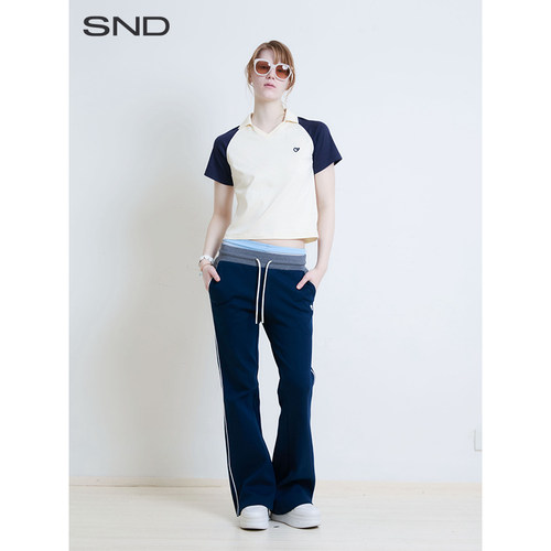 SNDSS25拼色微喇运动裤女款