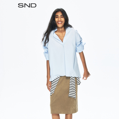 SNDAW26廓形立领半开襟衬衫