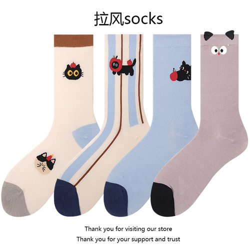 可爱猫咪袜子日系卡通少女长筒袜