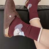 本命年马年红色羊毛袜子女中筒袜秋冬季 加厚保暖2026属马新年长袜