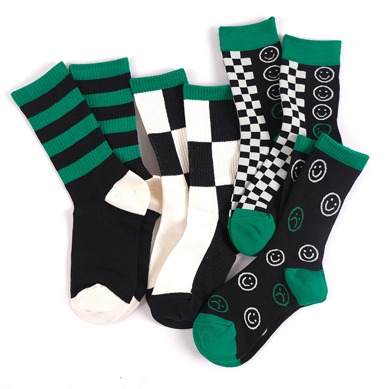 袜子女绿色ins潮中筒运动袜子