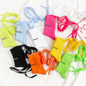 新品 洛丽塔交叉绑带袜子女ins潮韩版 街头荧光绿色中筒学生小腿袜