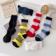 小众设计师撞色条纹灯笼袜子女中筒袜ins潮外穿网红款 百搭情侣袜
