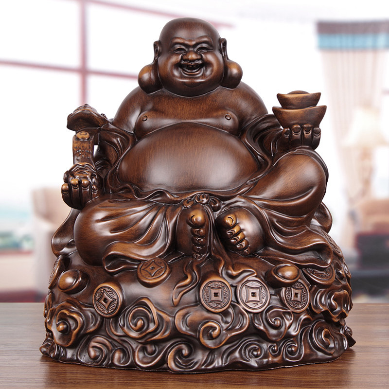 礼绅黑檀木弥勒佛摆件实木雕刻招财笑佛 新中式客厅装饰佛像
